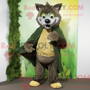 Olive Wolf Maskottchen...