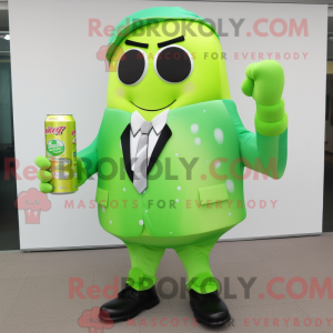 Lime Green Soda Can maskot...