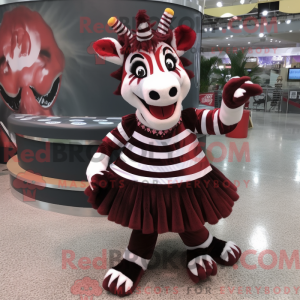 Maroon Zebra mascot costume...