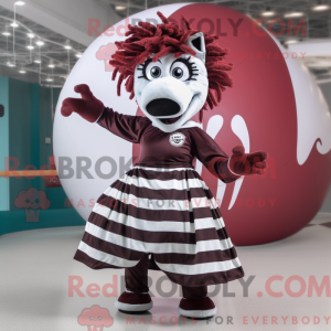 Maroon Zebra mascot costume...