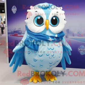 Sky Blue Owl maskot kostume...