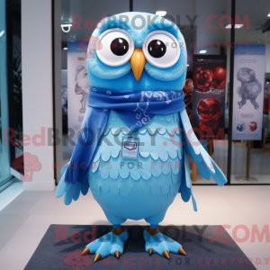Sky Blue Owl maskot kostume...