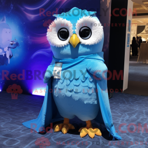Sky Blue Owl maskot kostume...