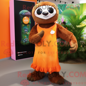 Orange Sloth mascot costume...