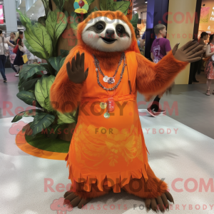 Orange Faultier Maskottchen...