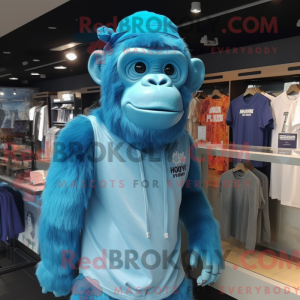 Himmelblå chimpanse maskot...