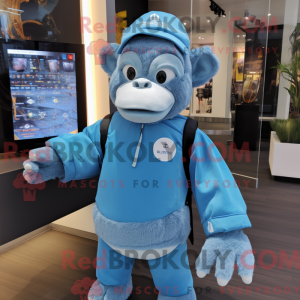 Himmelblå chimpanse maskot...