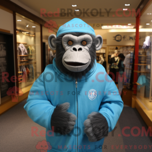 Sky Blue Chimpanzee mascot...