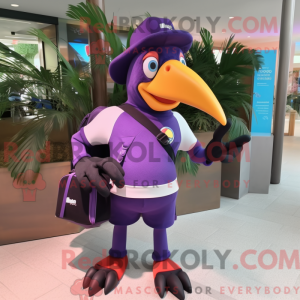 Lilla Toucan maskot kostume...