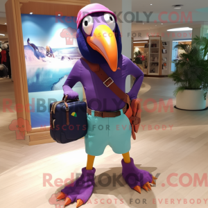 Lilla Toucan maskot kostume...