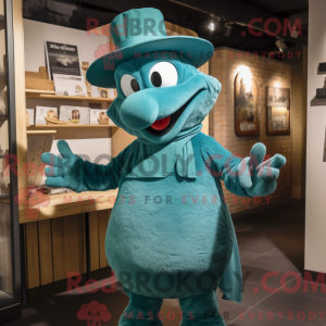 Teal Goulash mascot costume...