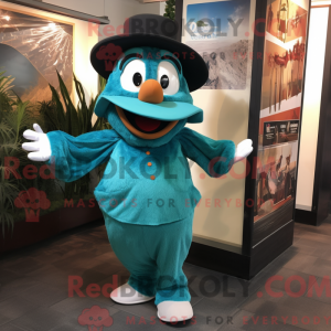 Teal Goulash mascot costume...
