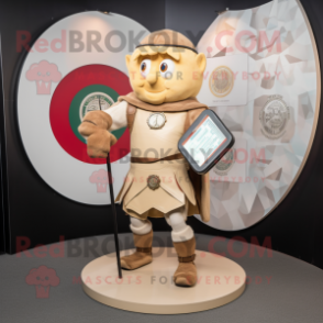 Tan Celtic Shield mascot costume character dressed with a Leggings and Wallets