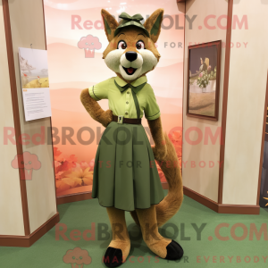 Olive Fox mascot costume...