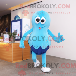 Sky Blue Octopus maskot...