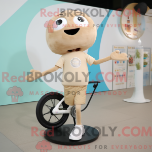 Beige Unicyclist maskot...