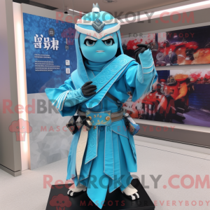 Cyan Samurai Maskottchen...