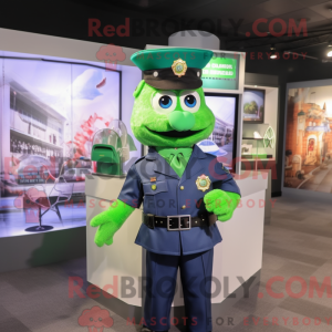 Green Police Officer mascot...
