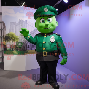 Green Police Officer mascot...