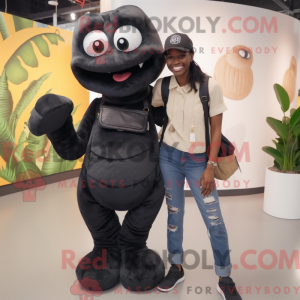 Sort Snake maskot kostume...