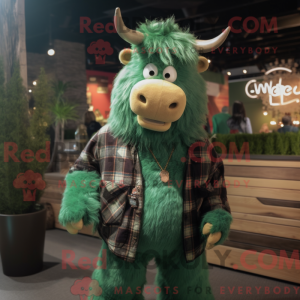 Green Yak mascot costume...