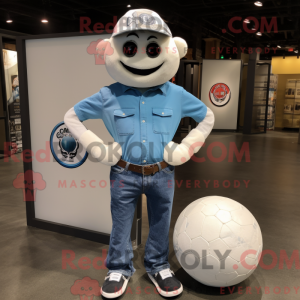 Hvid fodbold maskot kostume...