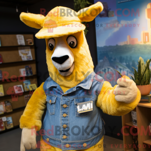 Yellow Llama mascot costume...