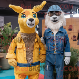 Yellow Llama mascot costume...