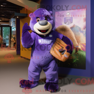 Purple Sloth Bear mascot...
