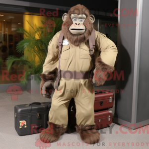 Tan Gorilla maskot kostume...