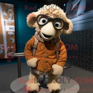 Tan Merino Sheep mascot...