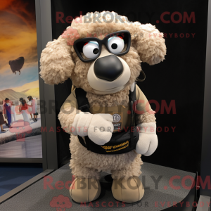 Tan Merino Sheep mascot...