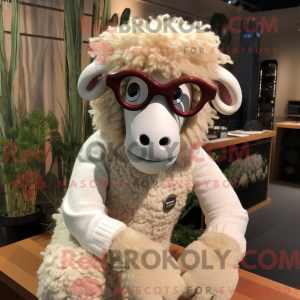 Tan Merino Sheep mascot...