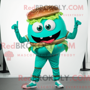 Cyan Hamburger mascot...