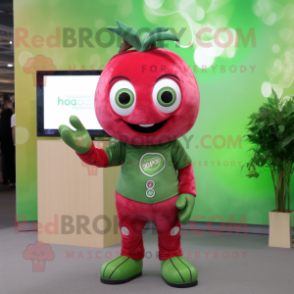 Olive Raspberry mascot costume character dressed with a Romper and Gloves
