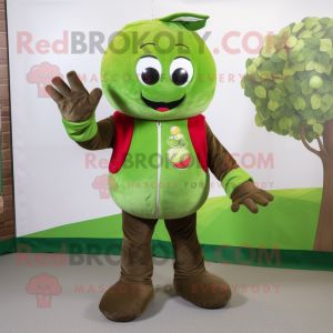 Olive Raspberry mascot costume character dressed with a Romper and Gloves