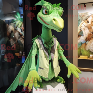 Grøn Pterodactyl maskot...