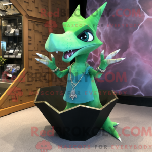 Grøn Pterodactyl maskot...