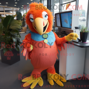 Peach Macaw mascot costume...