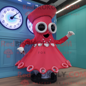 Red Squid maskot kostume...