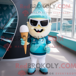 Teal Ice Cream Cone mascot...