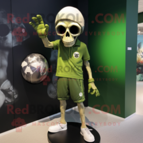 Olive Skull mascot costume character dressed with a Leggings and Cufflinks