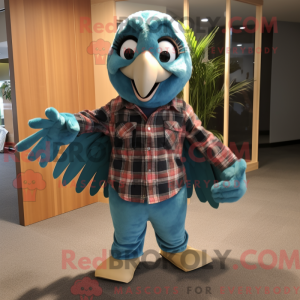 Teal Macaw-mascottekostuum...