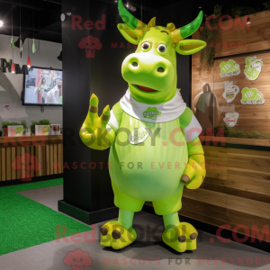 Lime Green Cow mascot...