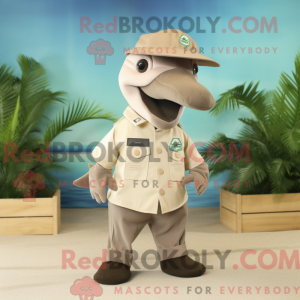 Beige Dolphin maskot...