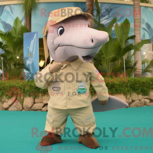 Beige Dolphin maskot...