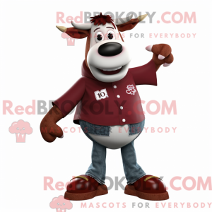 Maroon Cow mascottekostuum...