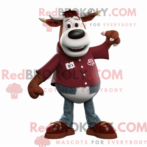 Maroon Cow maskot kostume...