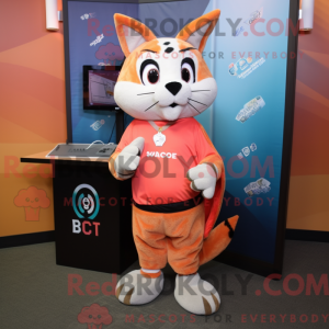 Peach Bobcat mascot costume...