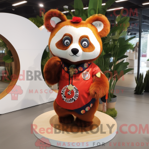 Cream Red Panda mascot...